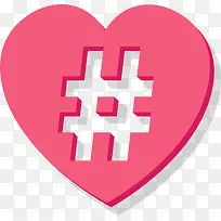 枚红色爱心井号镂空-空若网 枚红色爱心井号镂空-空若网