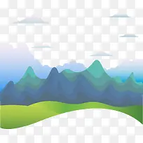 山峦草坡背景矢量图-空若网 山峦草坡背景矢量图-空若网