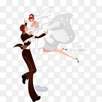 高兴拥抱的新郎新娘-空若网 高兴拥抱的新郎新娘-空若网