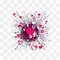 效果放射彩色爱心-空若网 效果放射彩色爱心-空若网