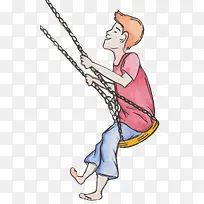 卡通手绘荡秋千的儿童-空若网 卡通手绘荡秋千的儿童-空若网