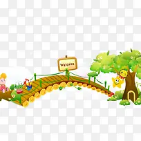 卡通手绘吊桥-空若网 卡通手绘吊桥-空若网