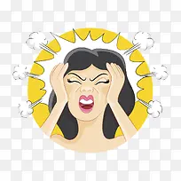 矢量头疼发作的女人-空若网 矢量头疼发作的女人-空若网