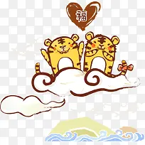 白云上的矢量老虎-空若网 白云上的矢量老虎-空若网