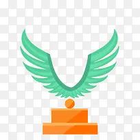 绿色翅膀排名奖牌彩色矢量素材-空若网 绿色翅膀排名奖牌彩色矢量素材-空若网