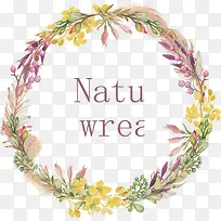水彩绘自然花环矢量素材-空若网 水彩绘自然花环矢量素材-空若网