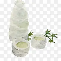 水彩效果植物瓷器-空若网 水彩效果植物瓷器-空若网