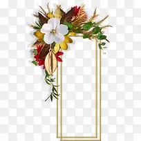 白色花朵秋季叶子边框-空若网 白色花朵秋季叶子边框-空若网