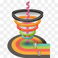 彩色螺旋上升圆圈跑道矢量-空若网 彩色螺旋上升圆圈跑道矢量-空若网