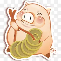 矢量卡通拿铜钱可爱小猪-空若网 矢量卡通拿铜钱可爱小猪-空若网