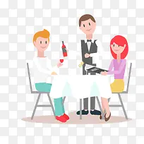 餐厅情侣用餐矢量图-空若网 餐厅情侣用餐矢量图-空若网