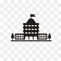 扁平化校园楼房矢量图案-空若网 扁平化校园楼房矢量图案-空若网