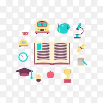 校园扁平化教育图标-空若网 校园扁平化教育图标-空若网