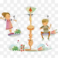 卡通插画天平-空若网 卡通插画天平-空若网