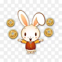 可爱兔子扔钱币-空若网 可爱兔子扔钱币-空若网