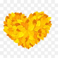 黄色树叶拼成的爱心-空若网 黄色树叶拼成的爱心-空若网