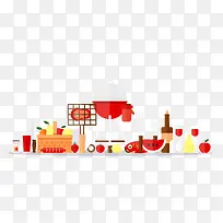 卡通烧烤架子食物矢量图-空若网 卡通烧烤架子食物矢量图-空若网