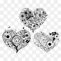 黑白爱心花卉手绘-空若网 黑白爱心花卉手绘-空若网