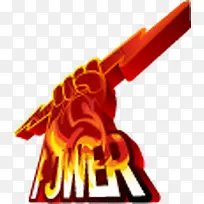 手绘火焰促销拳头标签-空若网 手绘火焰促销拳头标签-空若网