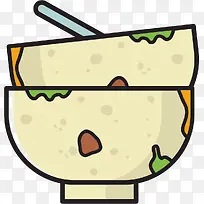 两个矢量卡通餐具碗-空若网 两个矢量卡通餐具碗-空若网