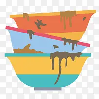 堆叠的矢量卡通餐具-空若网 堆叠的矢量卡通餐具-空若网