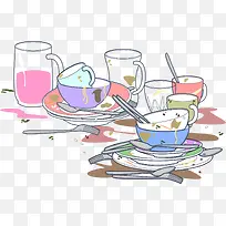 餐桌矢量卡通肮脏餐具-空若网 餐桌矢量卡通肮脏餐具-空若网
