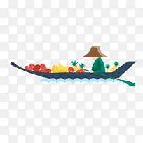 手绘卡通卖水果船-空若网 手绘卡通卖水果船-空若网
