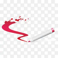 红色水彩笔和水彩泼墨-空若网 红色水彩笔和水彩泼墨-空若网