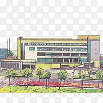 卡通手绘学校图书馆-空若网 卡通手绘学校图书馆-空若网