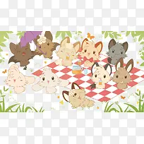 矢量聚餐的小动物-空若网 矢量聚餐的小动物-空若网