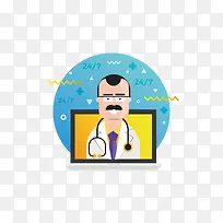扁平化医生专家图标-空若网 扁平化医生专家图标-空若网