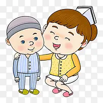 手绘卡通护士照顾病人图案-空若网 手绘卡通护士照顾病人图案-空若网