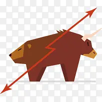 红色的箭头和两个动物-空若网 红色的箭头和两个动物-空若网