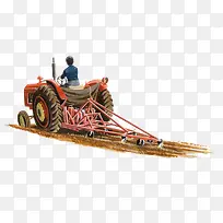 手绘农地机械耕种插画-空若网 手绘农地机械耕种插画-空若网