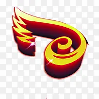 手绘黄红色立体翅膀-空若网 手绘黄红色立体翅膀-空若网