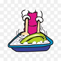 卡通洗刷盘子矢量-空若网 卡通洗刷盘子矢量-空若网