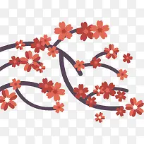矢量图爬满树枝的红色花-空若网 矢量图爬满树枝的红色花-空若网