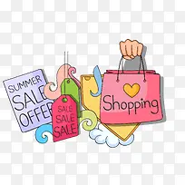 卡通购物元素矢量图-空若网 卡通购物元素矢量图-空若网