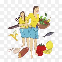 手绘减肥成功的胖女孩-空若网 手绘减肥成功的胖女孩-空若网