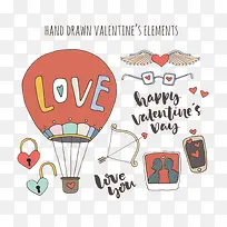 手绘情人节元素-空若网 手绘情人节元素-空若网
