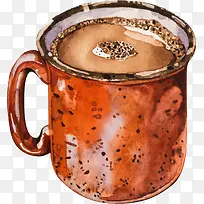 水彩棕色杯子和咖啡-空若网 水彩棕色杯子和咖啡-空若网