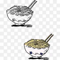 手绘食物两碗面条-空若网 手绘食物两碗面条-空若网