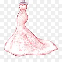 矢量红色手绘水彩婚纱插画-空若网 矢量红色手绘水彩婚纱插画-空若网