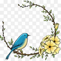 矢量鸟与花卉素材-空若网 矢量鸟与花卉素材-空若网