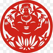 红色可爱的剪纸娃娃矢量漂浮素材-空若网 红色可爱的剪纸娃娃矢量漂浮素材-空若网