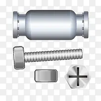 矢量银色螺丝螺母-空若网 矢量银色螺丝螺母-空若网