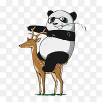 矢量卡通熊猫和鹿-空若网 矢量卡通熊猫和鹿-空若网