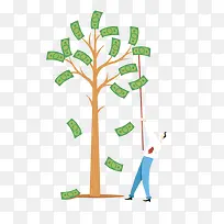 金钱树人物卡通矢量-空若网 金钱树人物卡通矢量-空若网