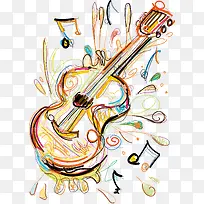 卡通手绘吉他彩色卡通素材-空若网 卡通手绘吉他彩色卡通素材-空若网