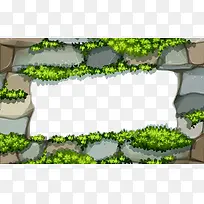 装饰插图墙体与绿草-空若网 装饰插图墙体与绿草-空若网
